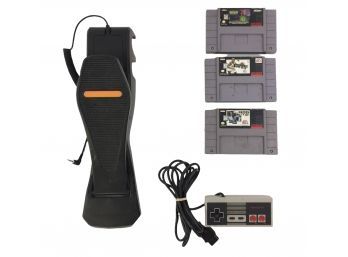 Nintendo Game Cartridges, Controller & Unbranded Foot Pedal - #A2