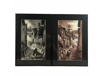 Signed Miguel Chacon Ventura Watercolor Street Scene Paintings - #S6-2
