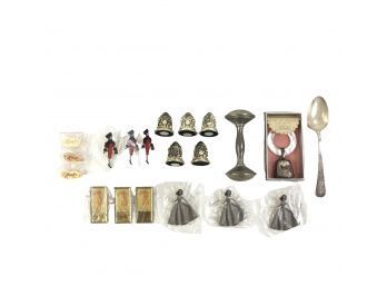 Effanbee Pins, Baby Rattles, Silver Plated Spoon & Silver Plated Place Holders - #B3