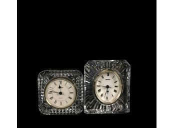 Pair Of German Staiger Desk Clocks Encased In French Crystal - #S11
