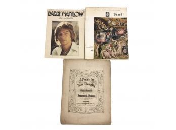 Antique Sheet Music, Bosch Surrealist Art Book, Barry Manilow Songbook - #S6-3