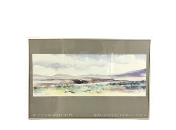 1989 Pencil Signed William Matthews Poster - Rio Grande Gorge, Taos - #W1