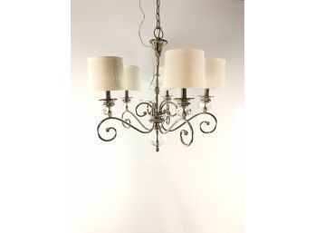 5-Light Chrome Chandelier With Linen Shades - #S12