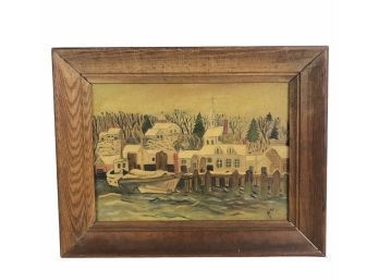 Mid-Century New England Coast Oil On Board Painting, Signed - #S8-2