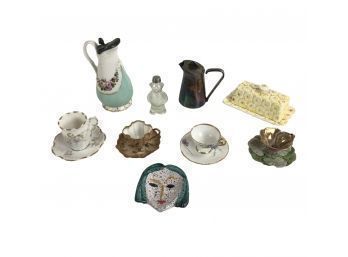 French Demitasse Cups & Saucers, Butter Dish, Swiss Syrup Pitcher & More - #S6-4