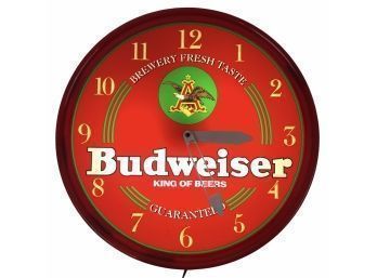 1996 Anheuser-Busch Budweiser Beer Lighted Wall Clock, WORKS - #S3-5