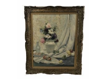 Signed Floral Still Life Oil On Canvas, Gilded Frame - #BW
