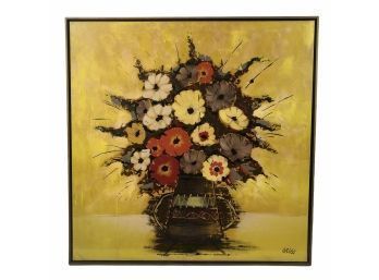 1960s Floral Still Life Oil On Canvas Painting, Signed Gregg - #SW