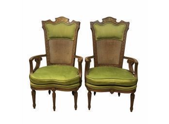 Louis XV Style Cane Back Armchairs - #SW
