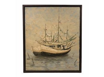 Nautical Oil On Canvas Painting, Signed - #BW