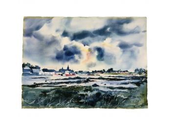 Signed Oliver Toupin Watercolor Painting Of The Saint Lawrence River - #S11-4