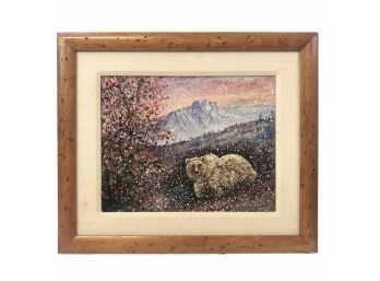 1990 Signed Olaf Sigurdsson Oil On Board Painting, BROWN BEAR - #SW