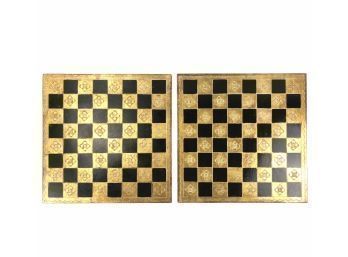 Pair Of Mid-Century Italian Checker / Chess Boards Painted In Gold Leaf - #S9-3