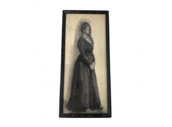 Antique Watercolor Portrait Of A Lady - #SW