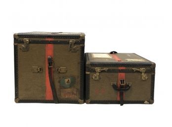 Vintage Steamer Trunks With Dated Holland America Line Baggage Tags - #S13-4