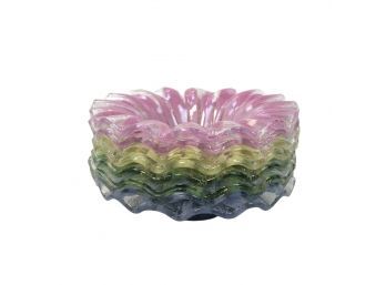 Signed Mid-Century Art Glass Flower Dishes, Set Of 8 - #S3-2