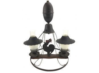 Vintage Electrified Metal Rooster Chandelier - #S12-6