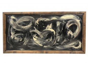 Infinity Ring Abstract Oil On Board Painting, Wood Framed - #BW