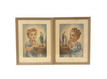 1950s Children's Prints, HIS PRAYER / HER PRAYER - #S8-4