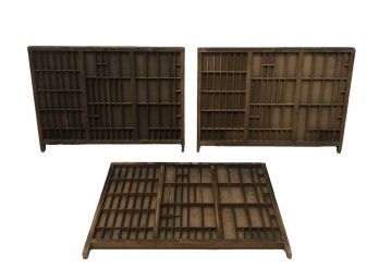 Vintage Wood Letterpress Typeset Tray, Set Of 3 - #S14-1