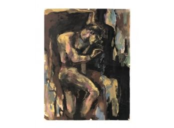 Abstract Expressionist Nude Watercolor Painting On Paper - #S11-4