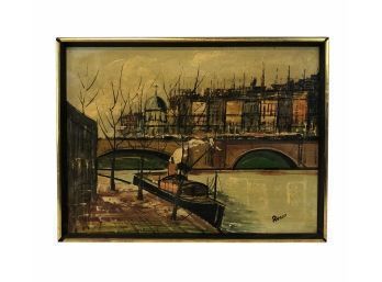 Italian Waterway / Cityscape Oil On Canvas Painting, Signed Rocco - #SW