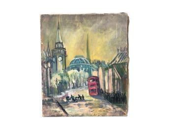 Impressionist Oil On Canvas Painting, Bus In Edinburgh - #BW