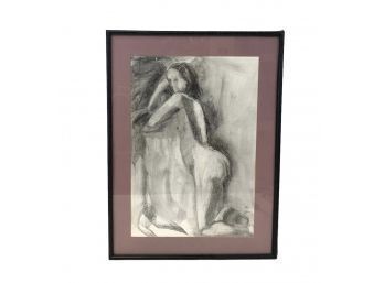 Signed McGuiness Charcoal Nude Drawing - #BW