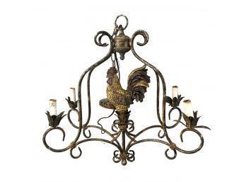 Vintage Wrought Iron Rooster Chandelier - #S23-1