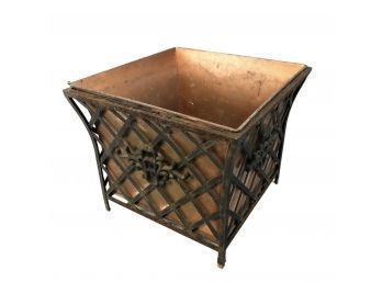 Wrought Iron Planter With Copper Color Insert - #S8-1