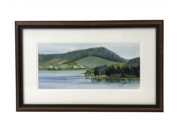 Signed Ardith Sievert Lakeside Landscape Watercolor Painting, Bras D'or, Nova Scotia - #SW