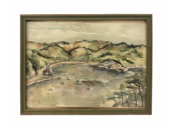 1927 Landscape Watercolor Painting, Signed - #BW
