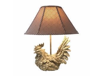 Rooster Table Lamp With Red & White Gingham Shade, WORKS - #S9-5