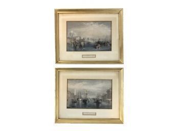 Antique Hand Colored Engravings Of The Venice Canal - #S11-5