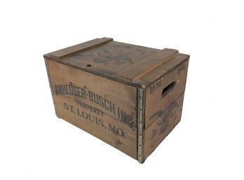 Vintage Anheuser-Busch / Budweiser Wood Crate With Hinged Lid & Handles - #S15-1