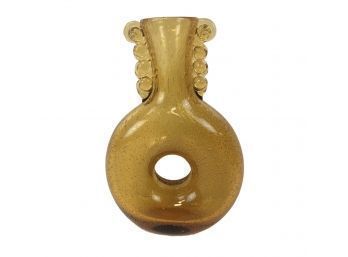 Amber Murano Controlled Bubble Art Glass Vase - #S8-2