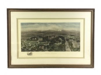 Antique Hand Colored Amherst College Framed Print - #BW