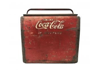 1960s Drink Coca Cola In Bottles Metal Cooler With Side Bottle Opener By Cavalier - #S8-1