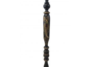 Vintage Hand Painted Chinoiserie Turned Wood Floor Lamp, WORKS - #FW
