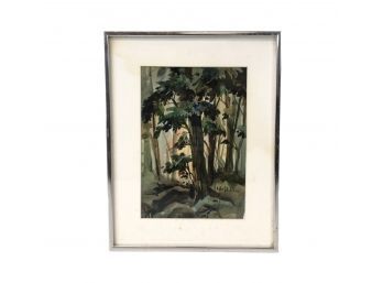 Signed Forest Landscape Watercolor Painting - #SW
