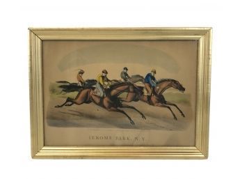 1872 Hand Colored Lithograph, THE RACE JEROME PARK NY, Haskell & Allen - #SW