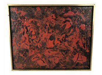 1974 Signed Erna Freisinger Abstract Oil On Board Painting - #BW