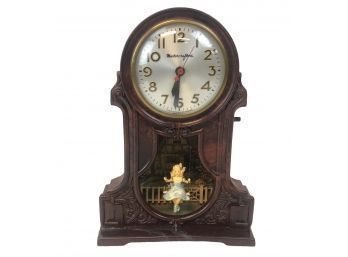 Vintage Mastercrafters Mantel Clock With Swinging Girl, WORKS - #S7-2
