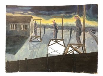 1940s Military Gouache On Board, CAPITAL PUNISHMENT - #S11-4