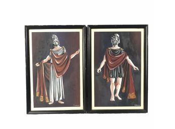 Signed L.C. Warner Gouache On Paper, GREEK TRAGEDY / COMEDY - #S11-5