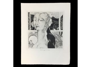 1968 Signed W.B. Eberhard Eggers Etching PORTRAIT OF A PROUD LADY, 189/250 - #S11-4