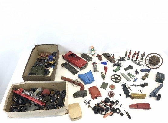 Vintage Toy Parts & Suitcase