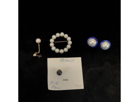 Lot Of Pearl & 14K Gold Jewelry