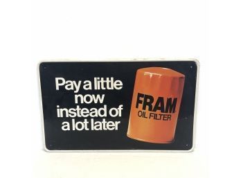Fram Oil Filter Tin Advertising Sign