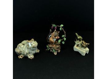 Figurines: Lenox Raspberry Squirrel, Toad, Foo Dog